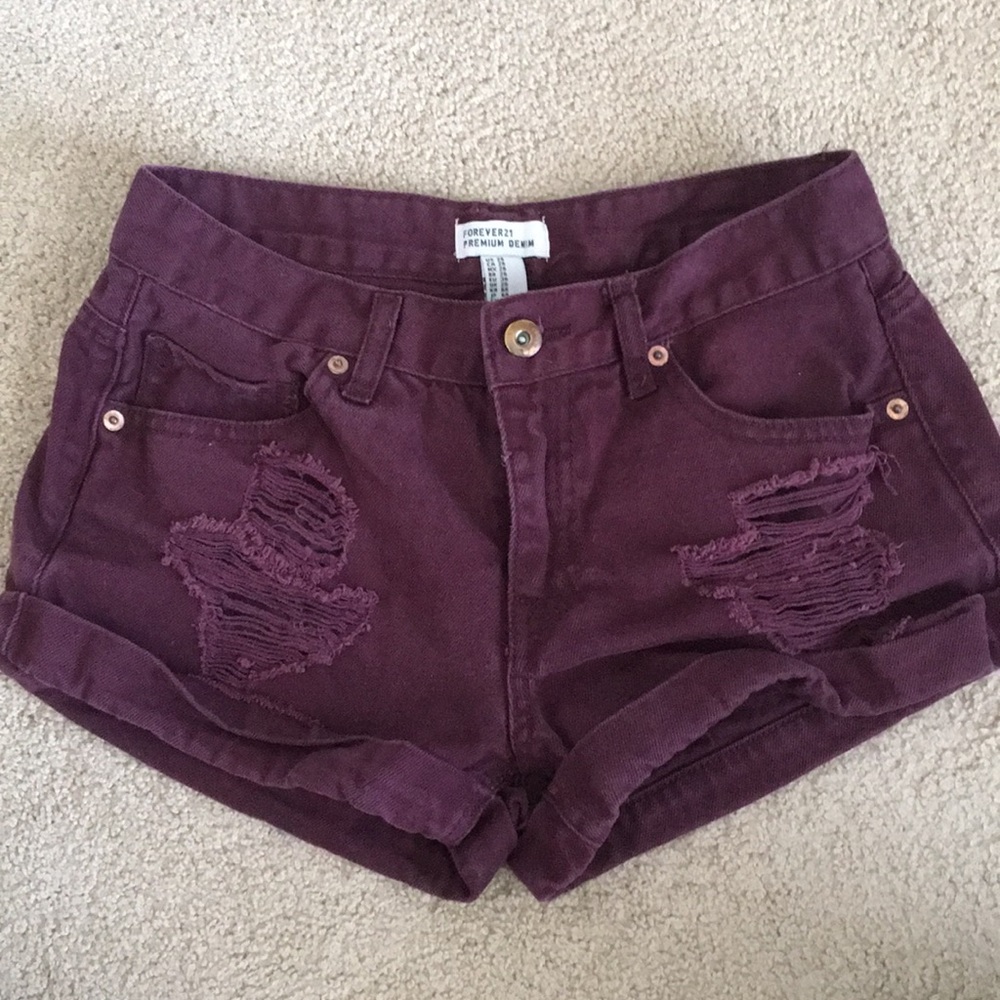 Maroon Ripped Shorts